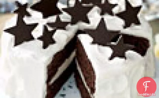 White Chocolate Truffle and Chocolate Fudge Layer Cake