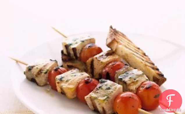 Gegrillter Fisch Kabobs Mit Kirschtomaten