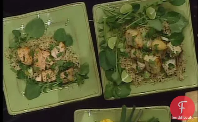 Saftige Gegrillte Schwertfisch-Kebabs Mit Tequila Und Key Lime