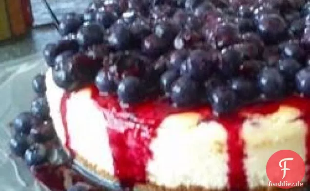 Lemon Souffle Cheesecake with Blueberry Topping