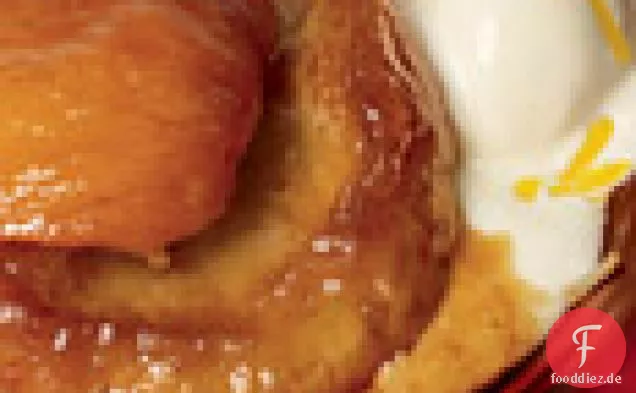 Individual Carolina Peach Tarte Tatins with Lemon Ice Cream