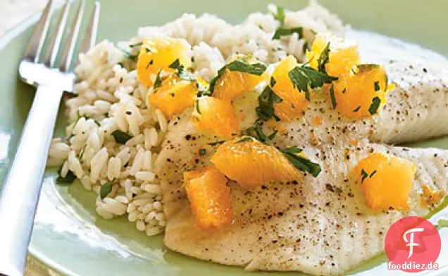 Geröstete Tilapia mit Orangen-Petersilie-Salsa