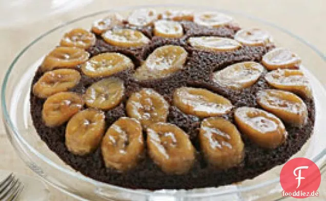 Schokolade Karamell Banane auf den Kopf Kuchen