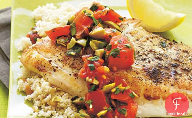 Tilapia mit warmer Olivensalsa