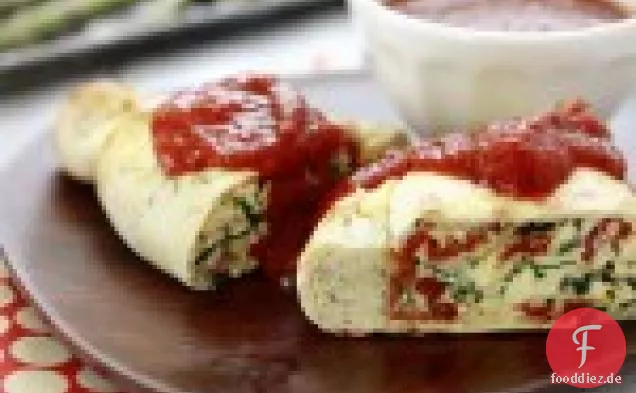 Spinat Calzone mit Ricotta und getrockneten Tomaten