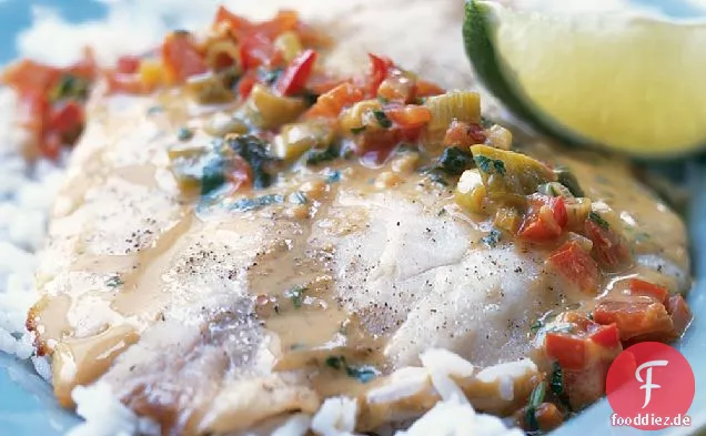 Gebratene Tilapia mit thailändischer Kokos-Curry-Sauce