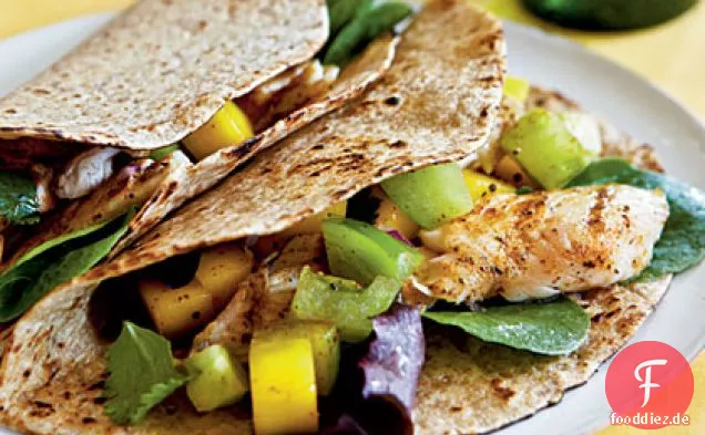 Fisch-Tacos mit Mango-Salsa Verde