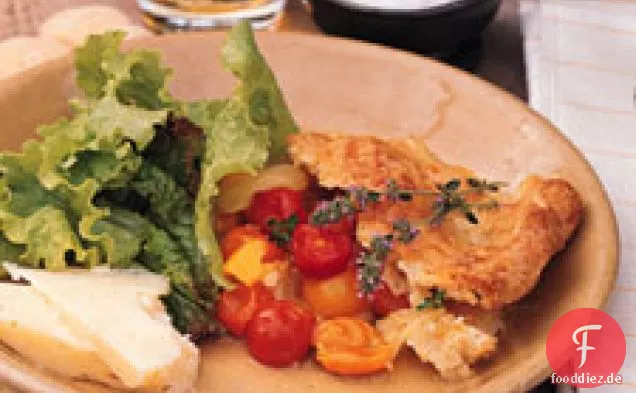 Gemischter Tomatenschuster mit Gruyere-Kruste