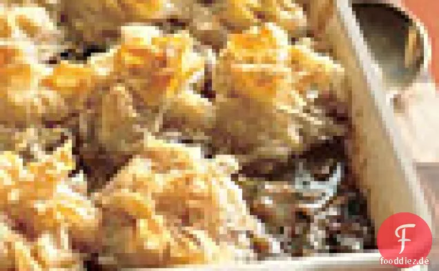 Hühnchen-Pilz-Torte mit Phyllo-Parmesankruste