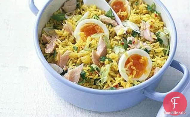 Heiß-geräucherte Forelle Kedgeree
