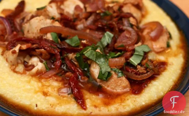 Abendessen heute Abend: Hühnchen mit Pancetta und sonnengetrockneten Tomaten
