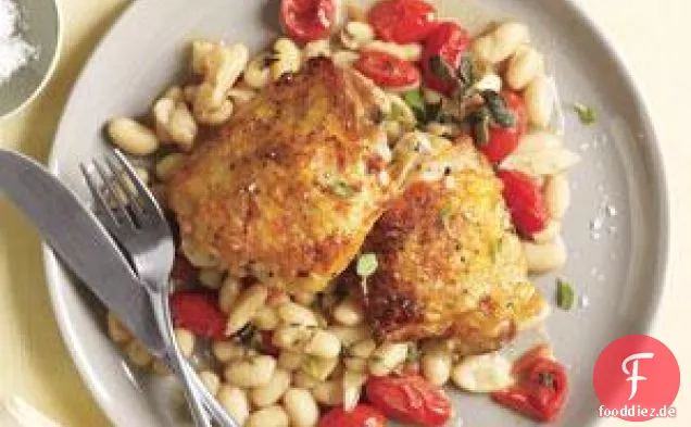 Huhn mit weißen Bohnen und Tomaten