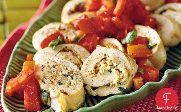 Cremige Tomaten gefülltes Huhn