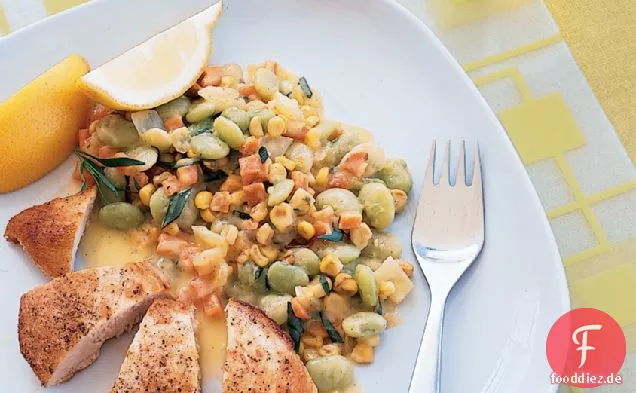 Skillet Huhn mit Sommer Succotash