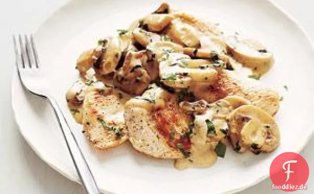 Huhn mit cremigen Pilzen