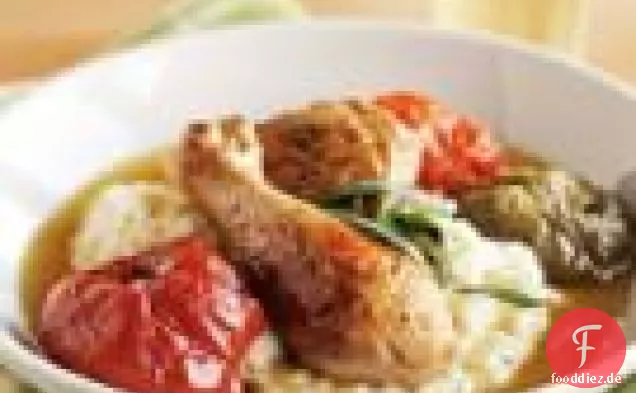 Geschmortes Huhn mit Sommertomaten