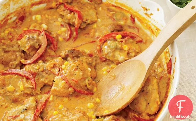 Curry-Joghurt-geschmorte Hähnchenschenkel