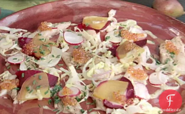 Geräucherter Forellensalat mit Meyer-Zitronen-Dressing