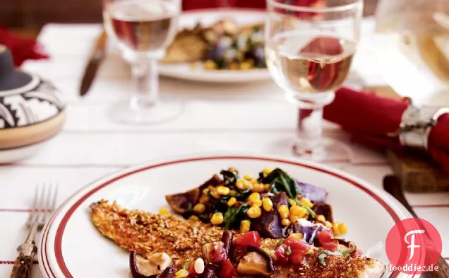 Sautierte Forellenfilets mit Kürbiskernkruste