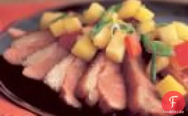 Entenbrust mit Pfirsich und Mangosalsa
