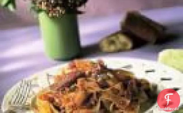 Pappardelle mit Rotwein-geschmorte Ente