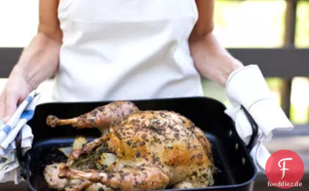 Gebratener Truthahn vom Grill mit Chardonnay-Soße