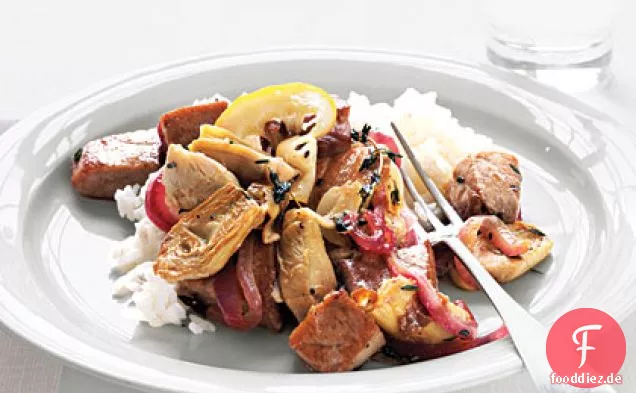 Thunfisch mit schwarzem Pfeffer, Artischocken und Zitrone