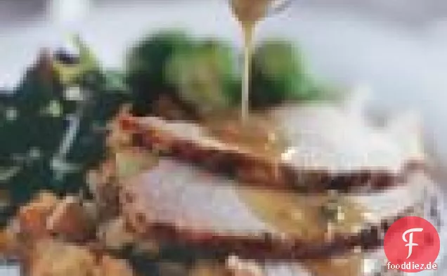 Butterfliegener Truthahn mit Kräuterglasur und Chardonnay-Soße