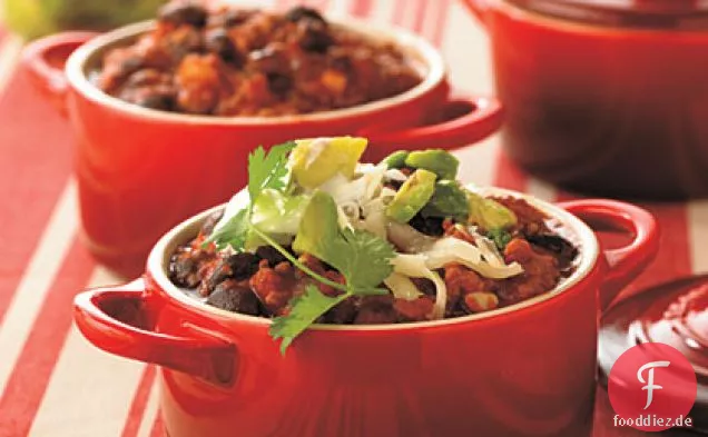 Truthahn und schwarze Bohnen Chili