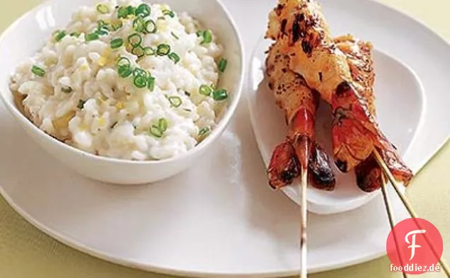 Zitronenrisotto mit gegrillten Garnelen