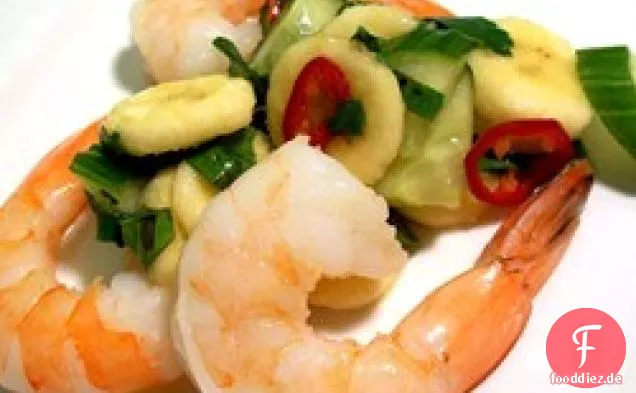 Thailändische Bananensalsa mit Riesengarnelen