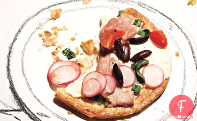 Thunfisch, Frischem Mozzarella Und Basilikum Pizza
