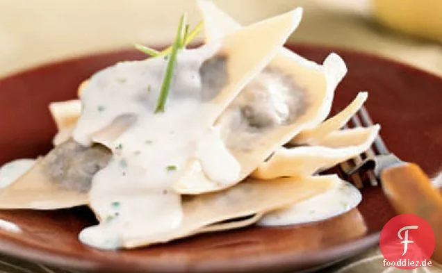 Pilzravioli mit Parmesan-Schnittlauch-Sauce