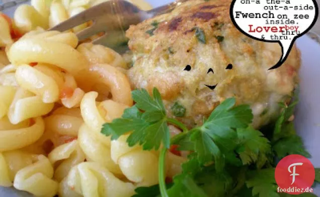 Hähnchen Cordon Bleu Frikadellen mit Tomaten & Zitronenbutter Pasta