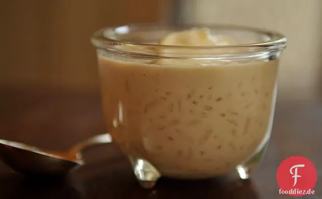 Karamellreis mit brauner Butter und Creme Fraiche
