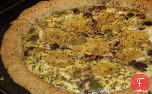 Zitronen-Pfeffer-Oliven-Quiche