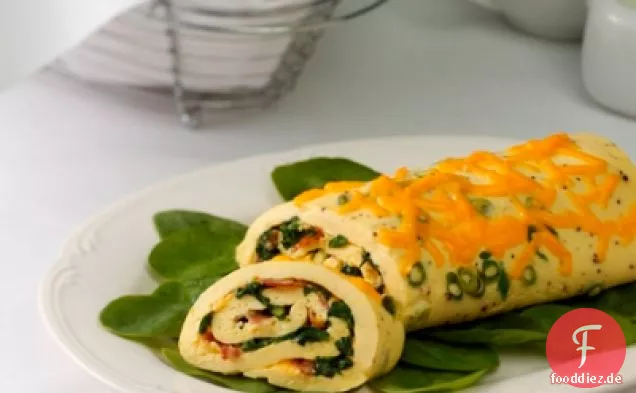 Spinat-Cheddar-Omelett-Rolle