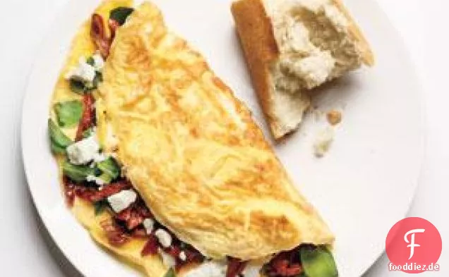 Rezept für Spinat-, Feta- und sonnengetrocknetes Tomatenomelett