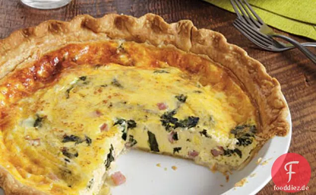 Quiche mit Schinken, Ei und Spinat