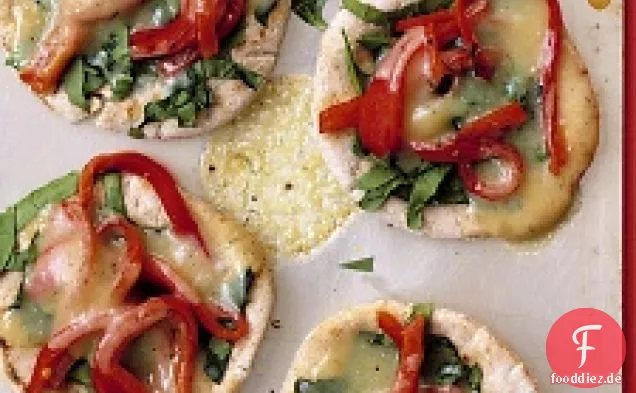 Spinat und Pfeffer Pita Pizzen