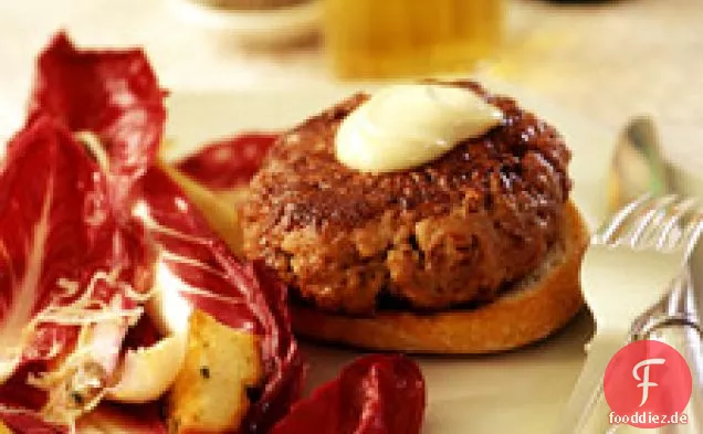 Open-faced Seared Thunfisch Burger mit Wasabi Mayonnaise