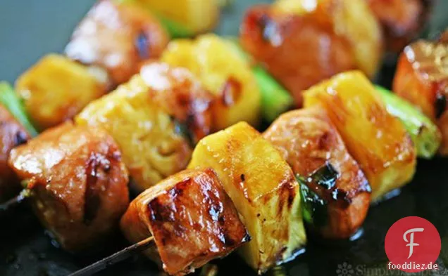 Lachs-Teriyaki-Spieße mit Ananas