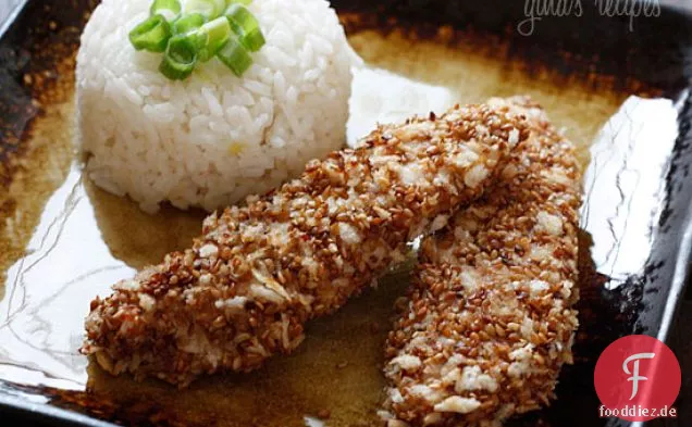 Gebackene Hühnchen-Tender mit Sesam-Kruste