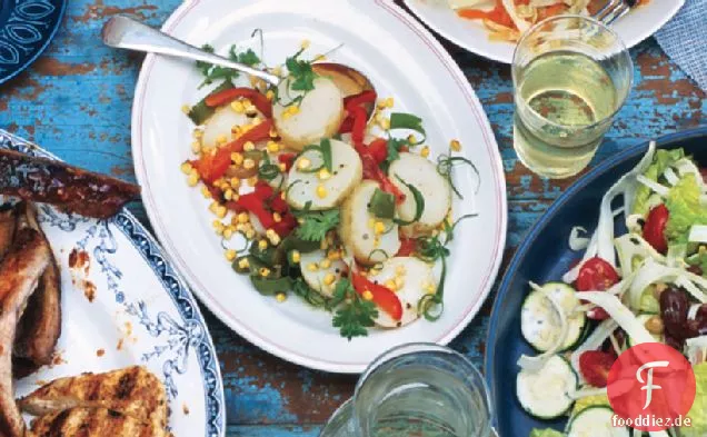 Yukon Gold Kartoffelsalat mit Chili, Koriander und geröstetem Kreuzkümmel