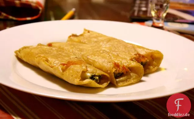 Abendessen heute Abend: Käseflautas mit Korianderpesto