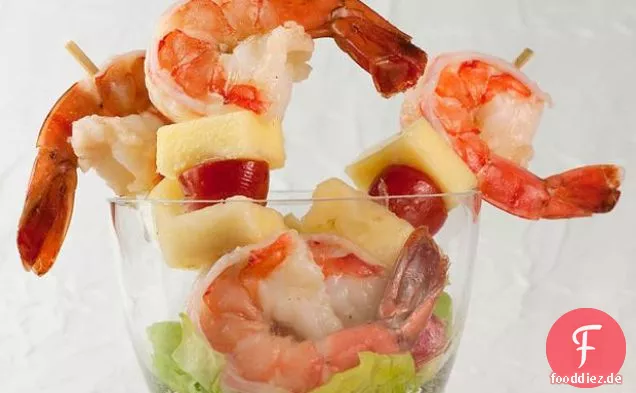 Garnelen und Ananas Kebabs mit Limette Viniagriette