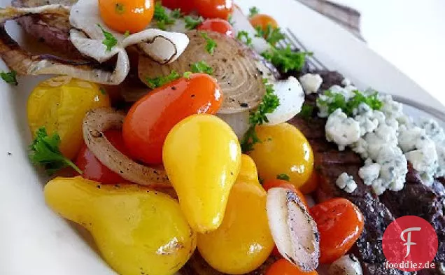 Balsamico-Flankensteak mit Blauschimmelkäse
