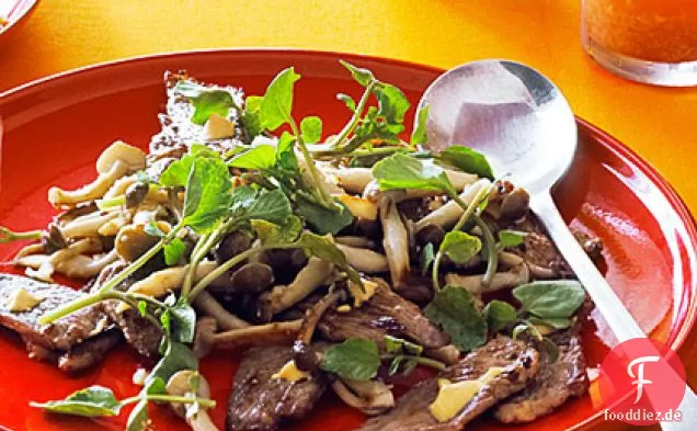 New York Steak mit Clamshell-Pilze