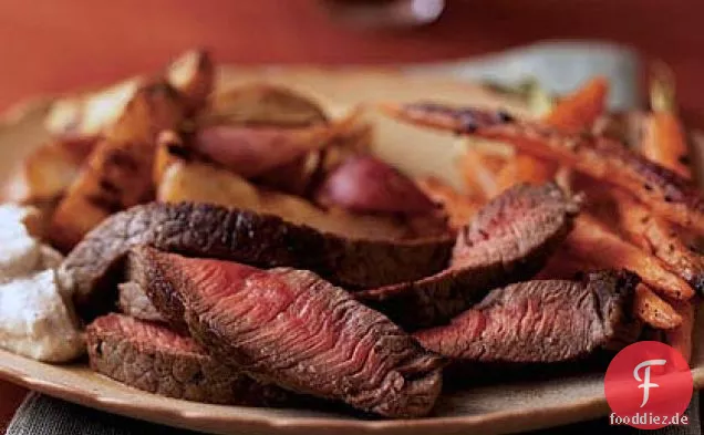 Lendensteak mit Estragon-Knoblauch-Sauerrahm