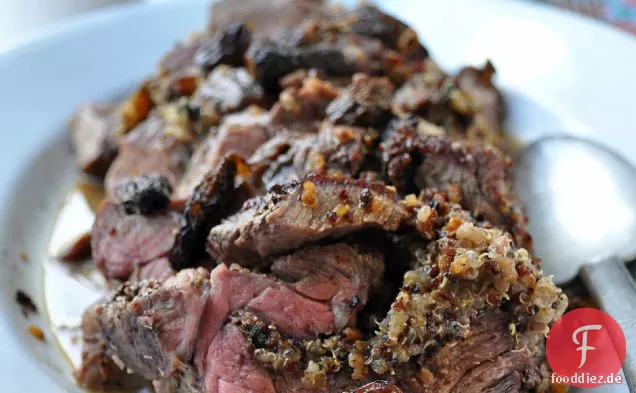 Morel & Quinoa gefülltes Rindfleisch mit Bourbon Morel Pan Jus